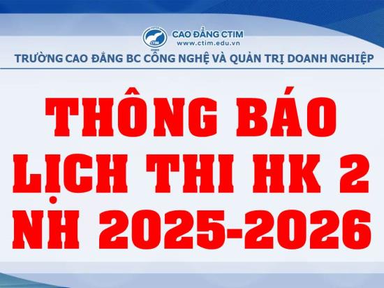Thông báo lịch thi học kỳ 2 năm học 2025-2026